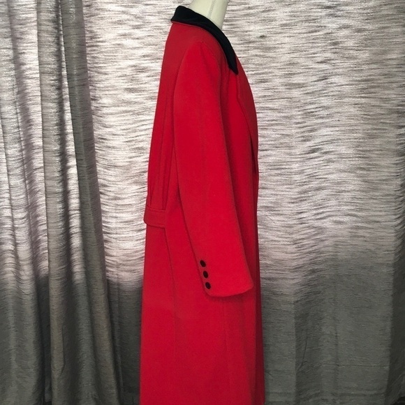 PROJECTIONS LTD WOOL RED TRENCHCOAT LARGE - Picture 7 of 11